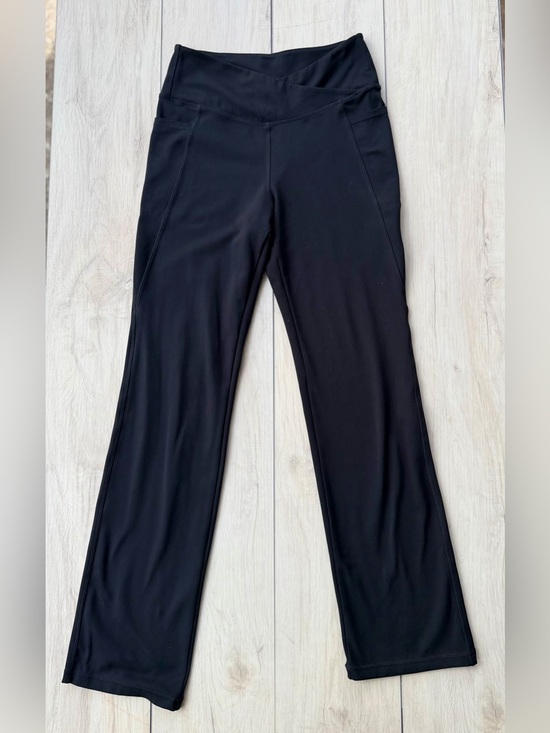 Jockey Pants - Jockey Black Wide Leg Crossover Yoga Pant Pockets Breathable Stretch Small Reg